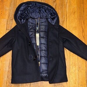 Jacadi navy Duffle wool Coat Boy 4T toggle excellent condition $299